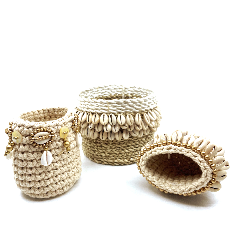 Bougeoir Gold & Cowrie Macramé - Bazar Bizar – Image 3