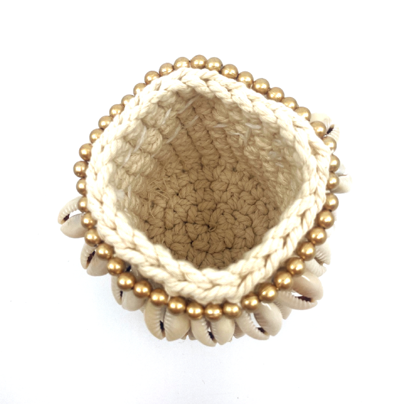Bougeoir Gold & Cowrie Macramé - Bazar Bizar – Image 2
