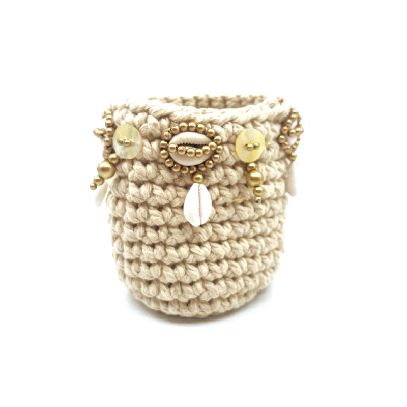 Bougeoir Gold Macramé - Bazar Bizar